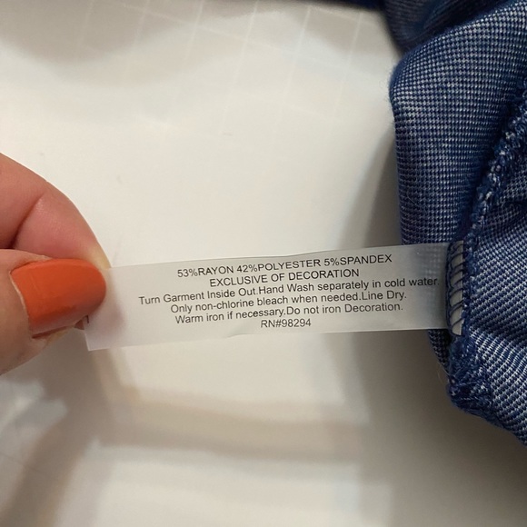 Onque Casual Soft lightweight bling denim jacket, snap buttons, 3/4 sleeves, L - Picture 11 of 12